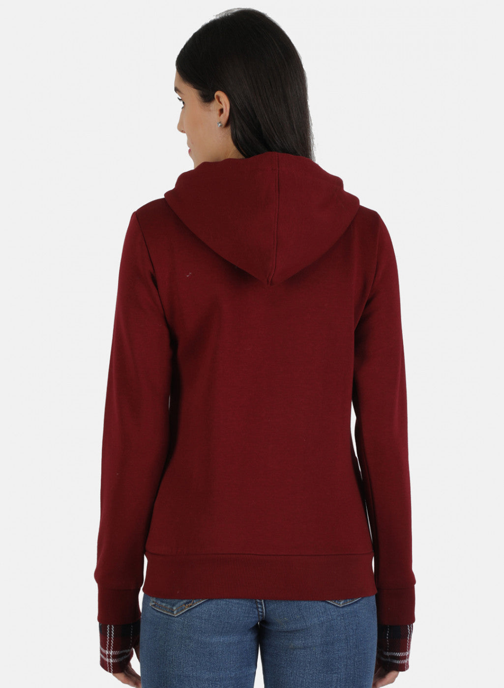 Women Maroon Solid Sweatshirt