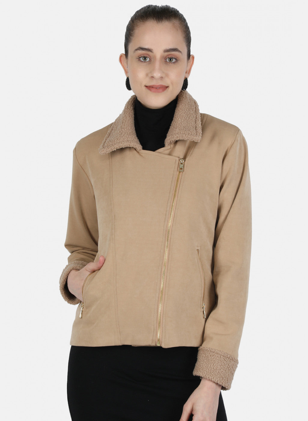 Women Brown Solid Jacket