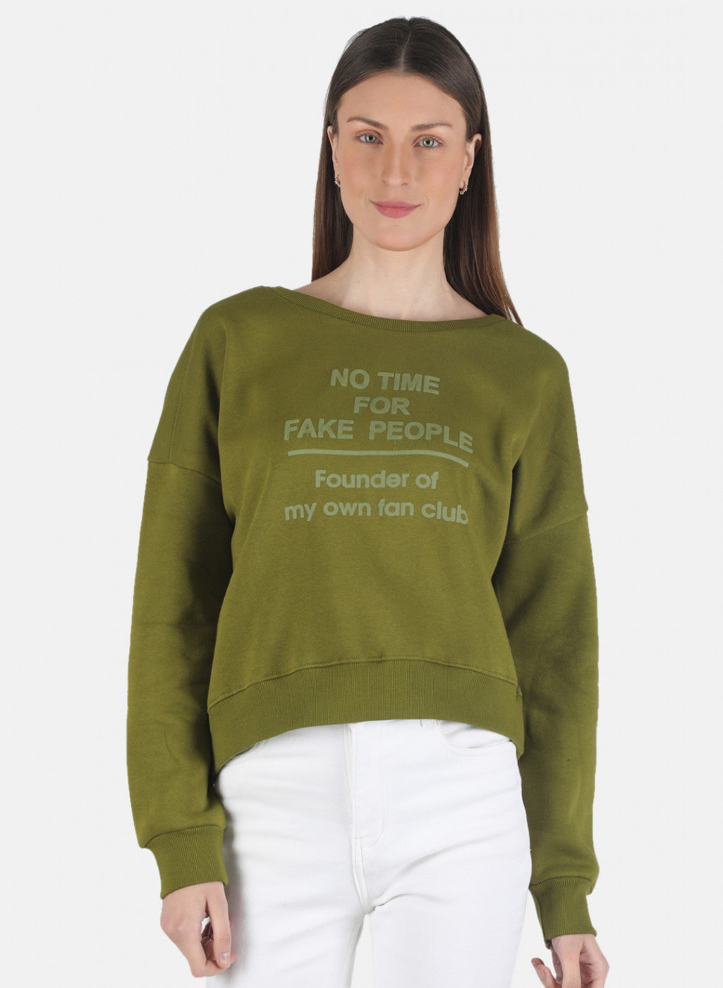 Women Green Printed Sweatshirt