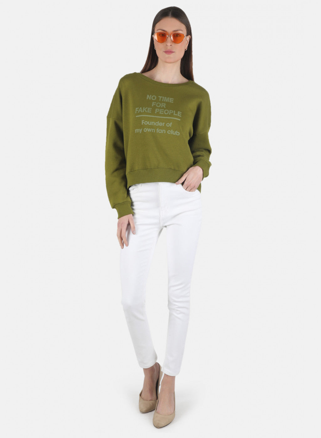 Women Green Printed Sweatshirt