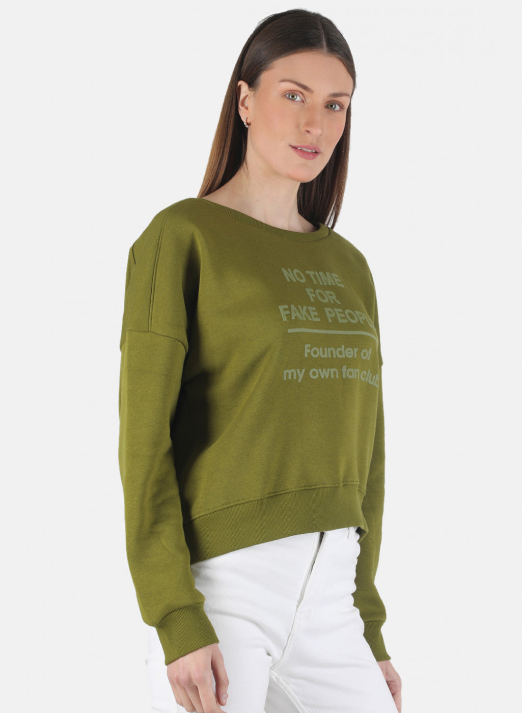 Women Green Printed Sweatshirt