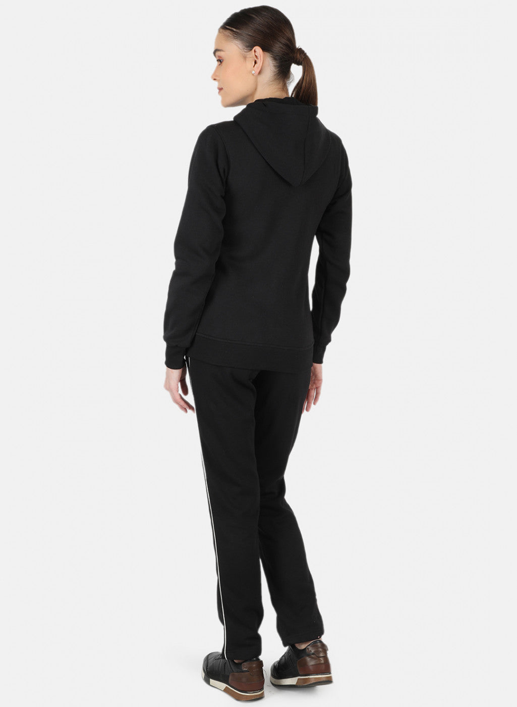 Women Black Solid Tracksuit