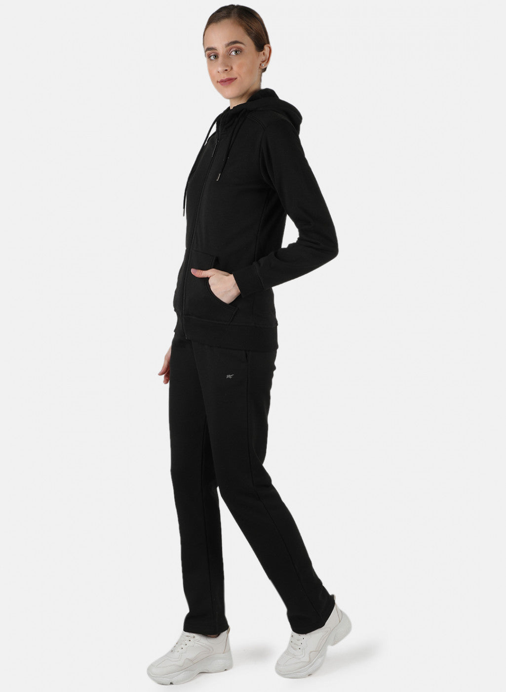 Women Black Solid Tracksuit