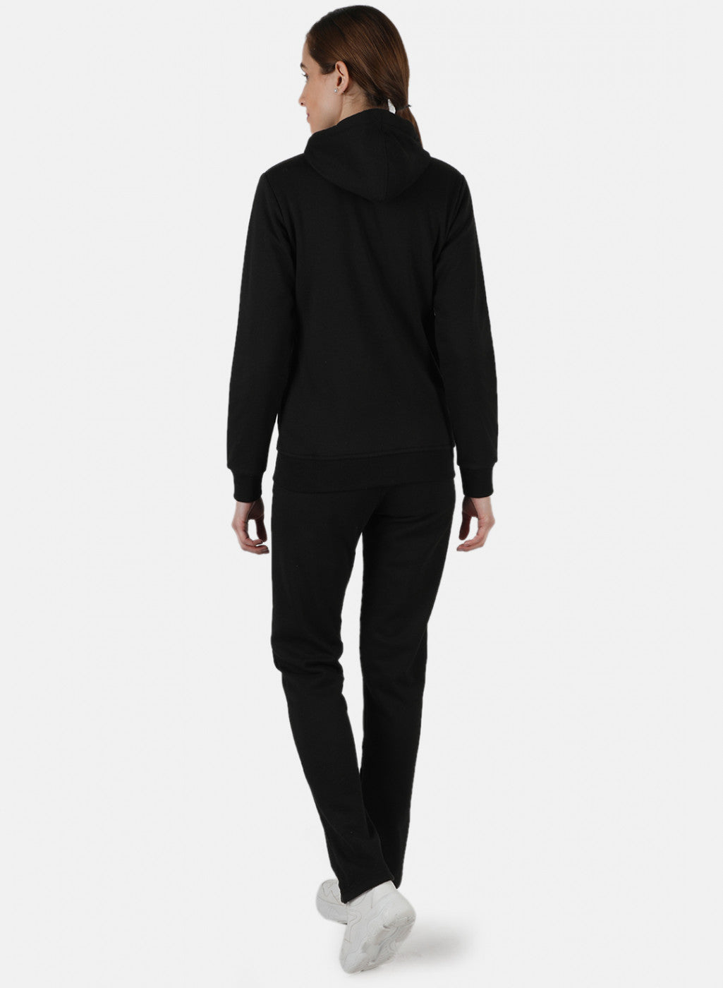 Women Black Solid Tracksuit