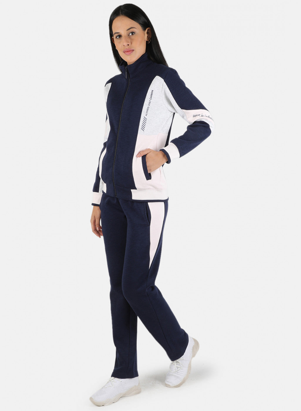 Women Blue Solid Tracksuit