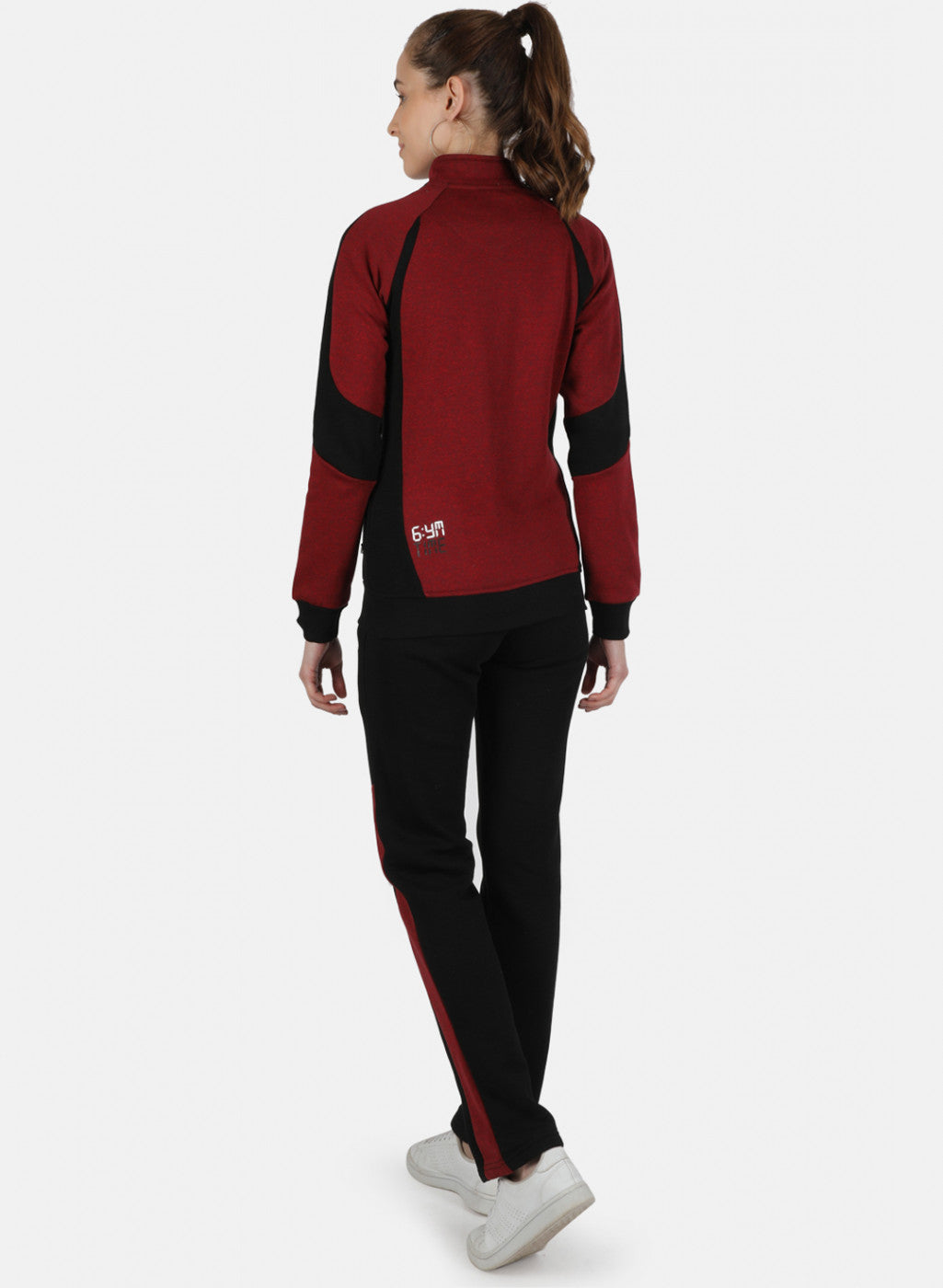 Women Maroon Solid Tracksuit