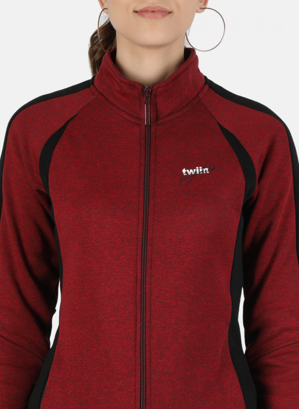 Women Maroon Solid Tracksuit