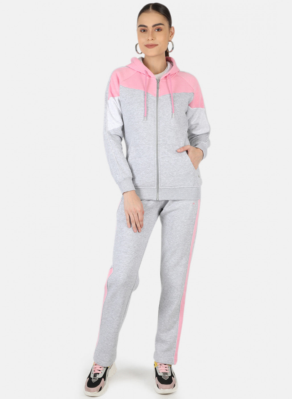 Women Grey Solid Tracksuit