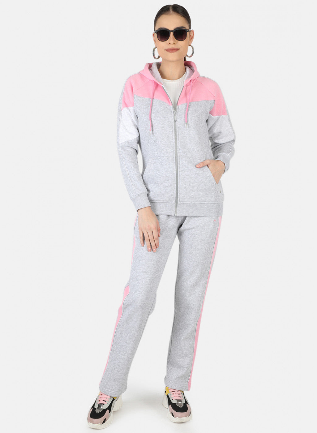 Women Grey Solid Tracksuit