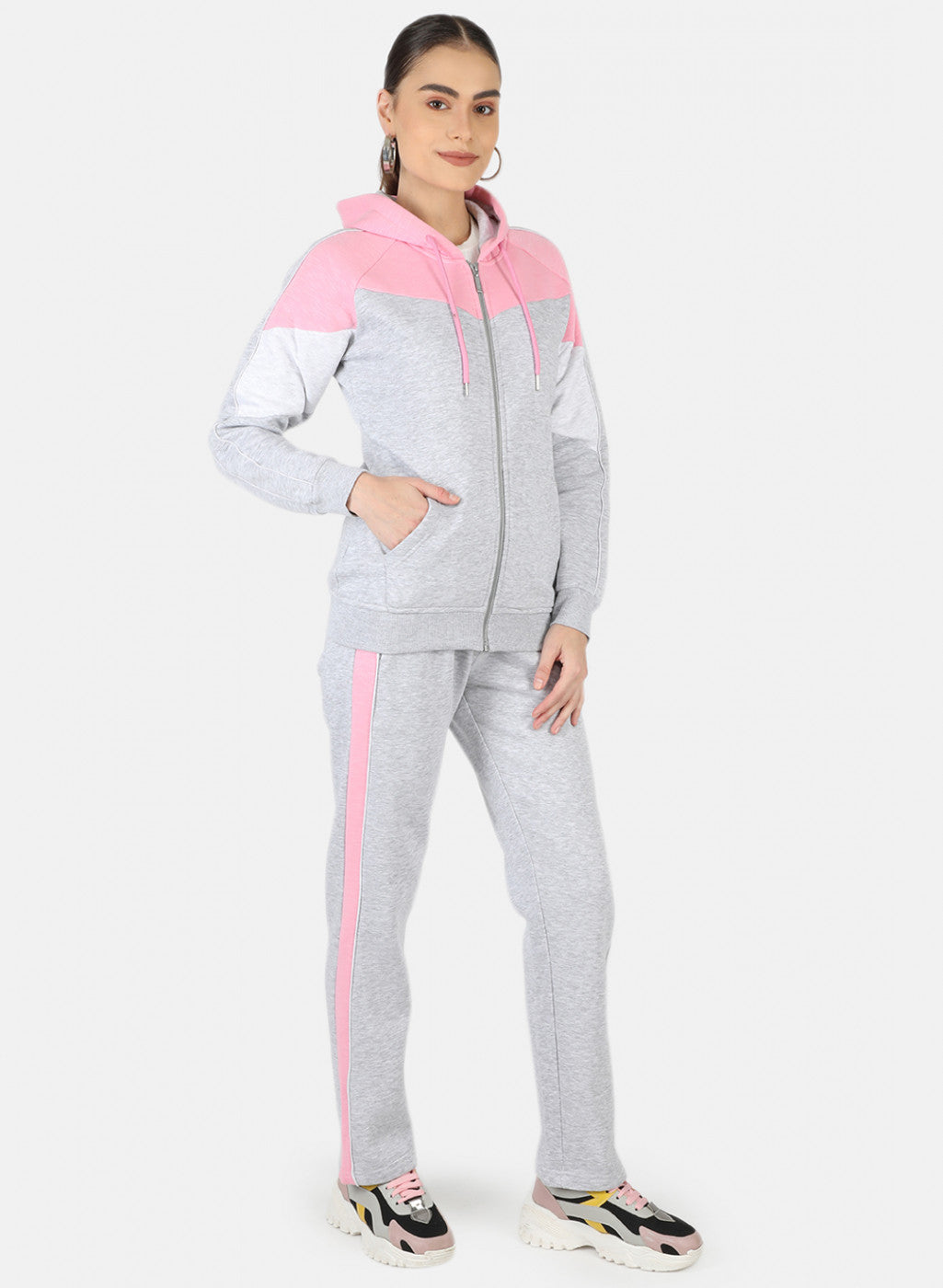 Women Grey Solid Tracksuit