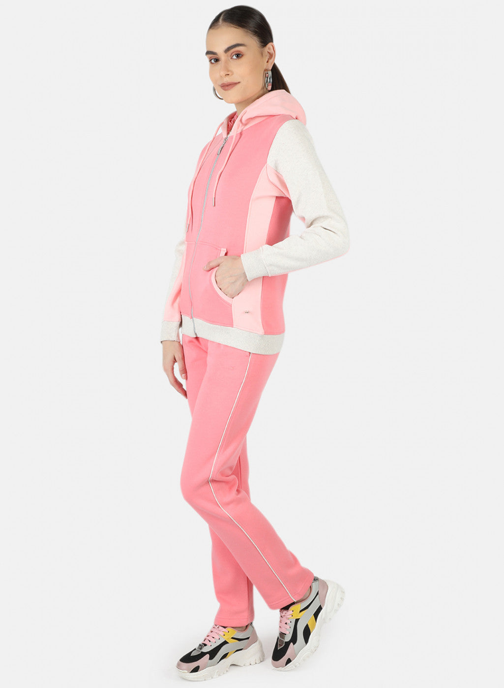 Women Pink Solid Tracksuit