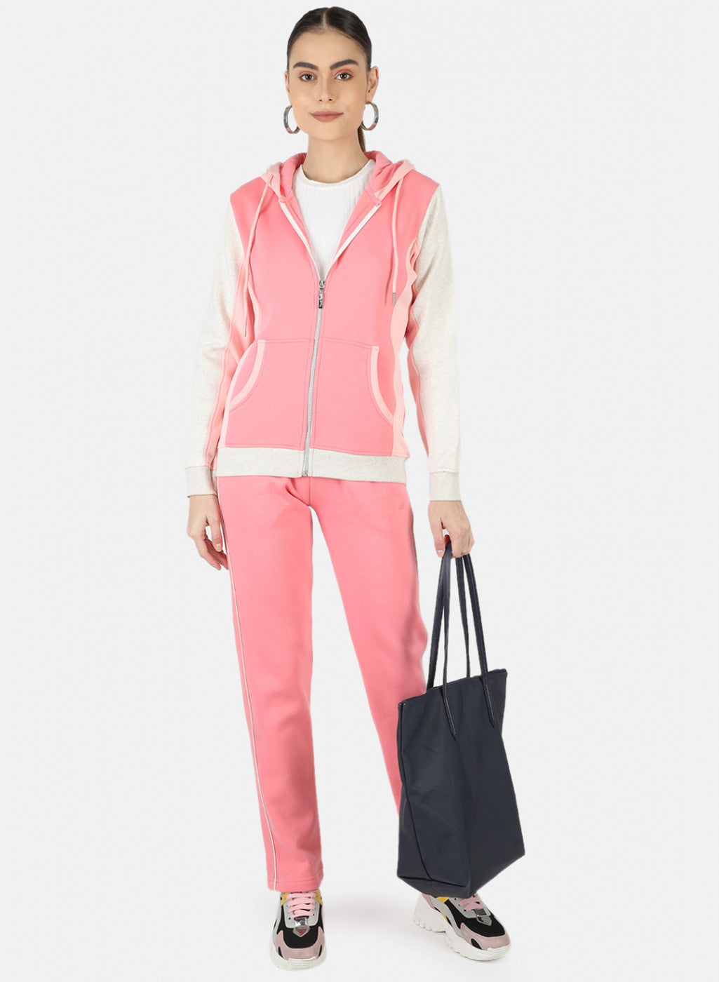 Women Pink Solid Tracksuit