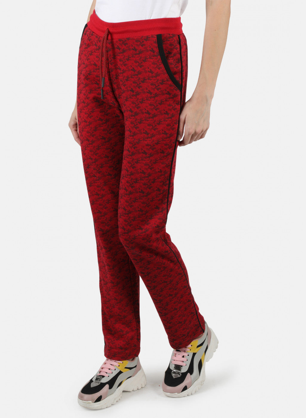 Women Red Printed Winter Lower