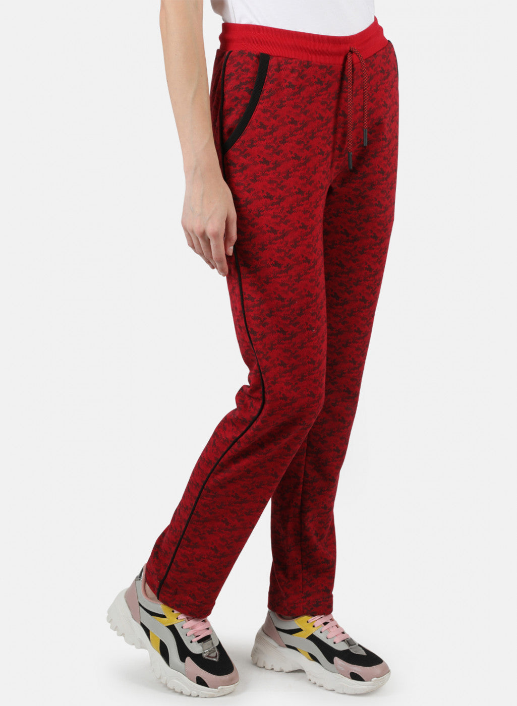 Women Red Printed Winter Lower