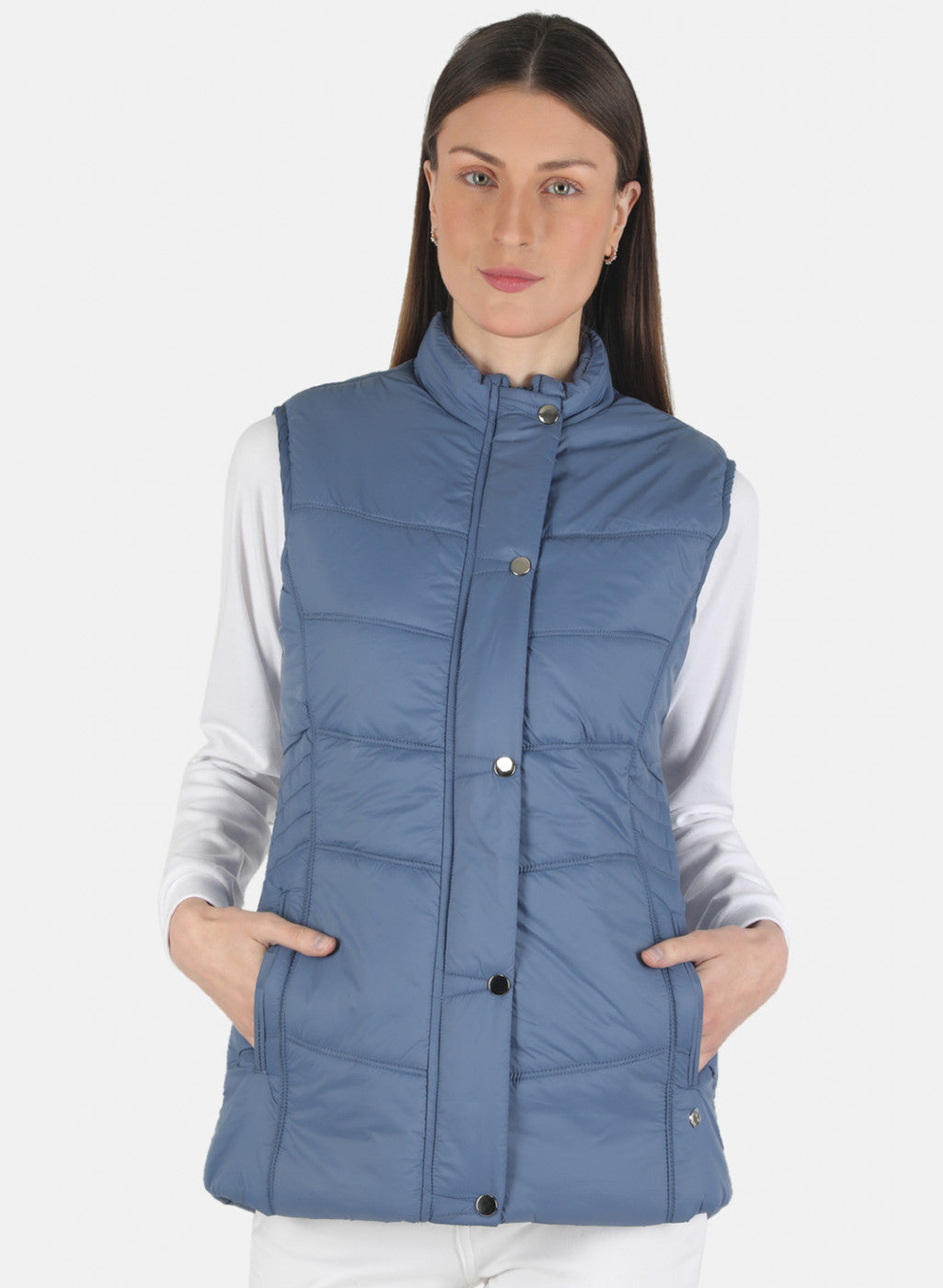 Women Blue Solid Jacket