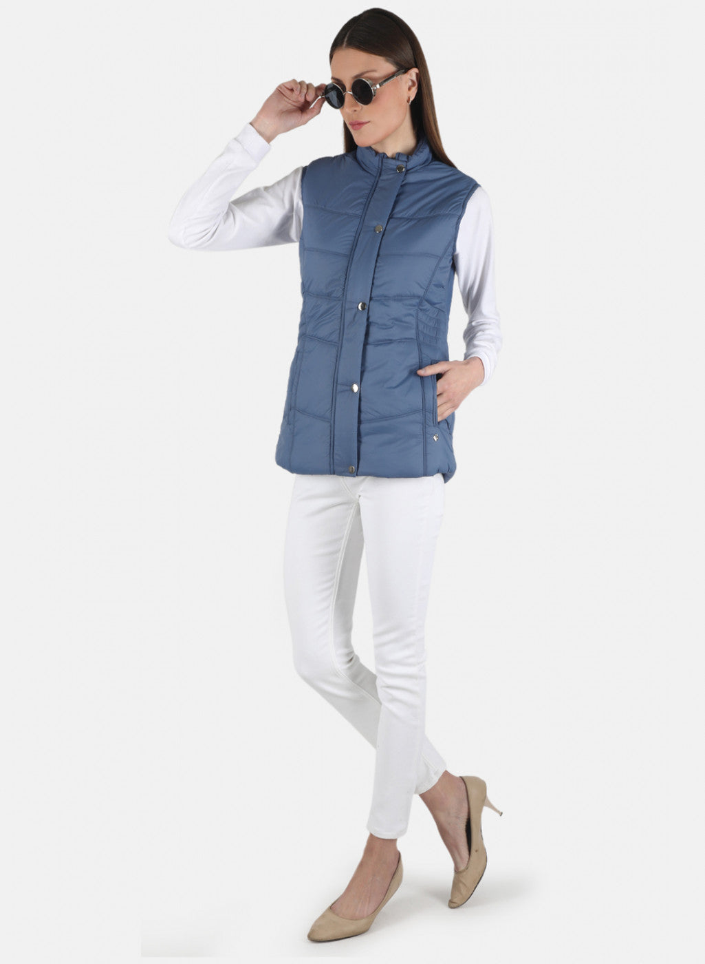 Women Blue Solid Jacket