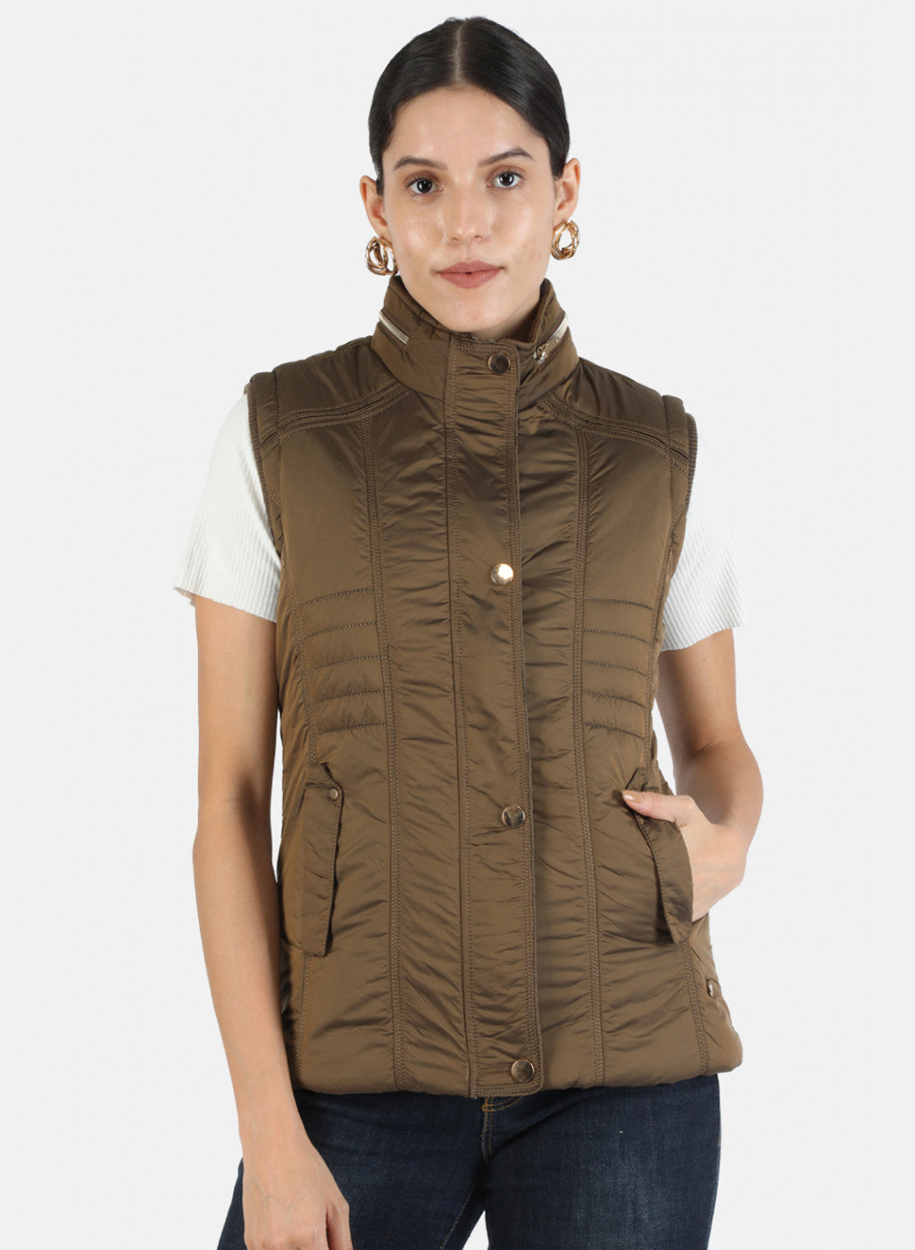 Women Brown Solid Jacket