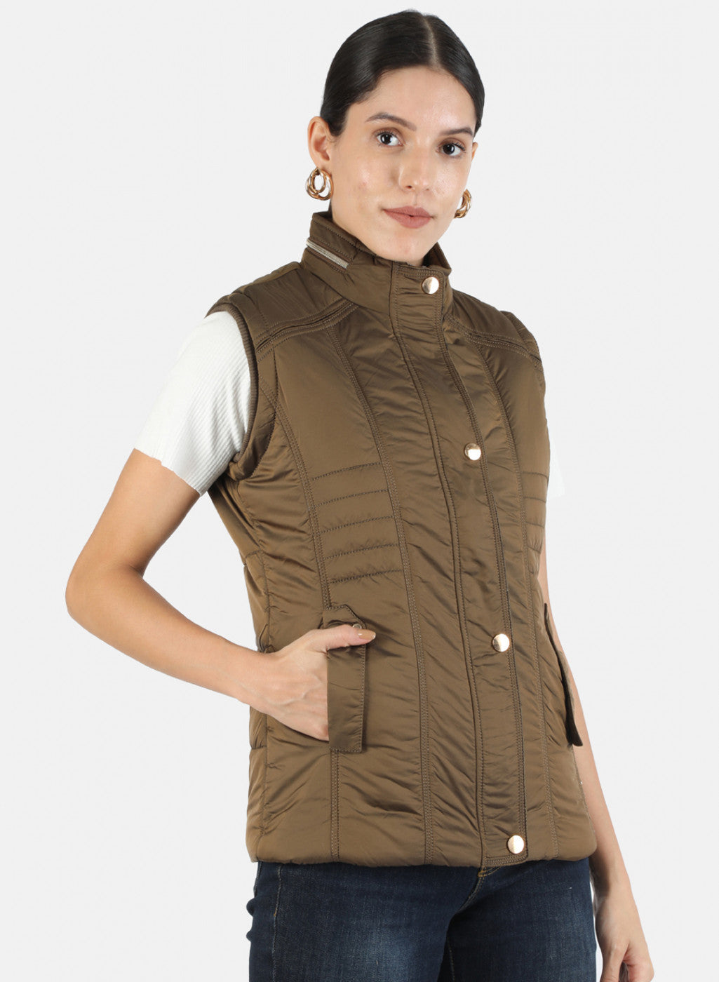 Women Brown Solid Jacket