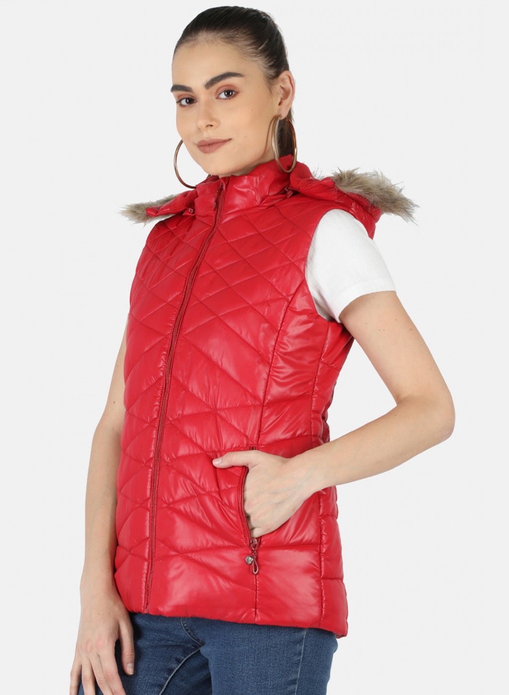 Women Red Solid Jacket