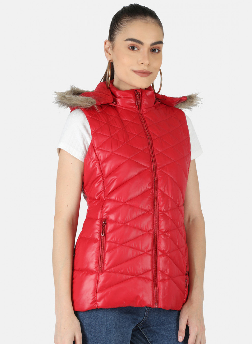 Women Red Solid Jacket