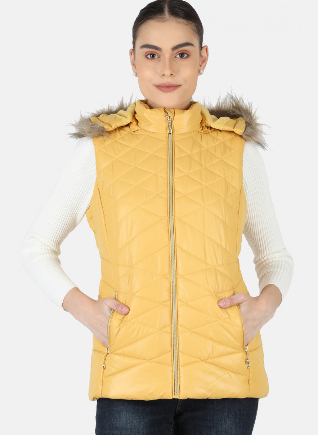 Women Mustard Solid Jacket