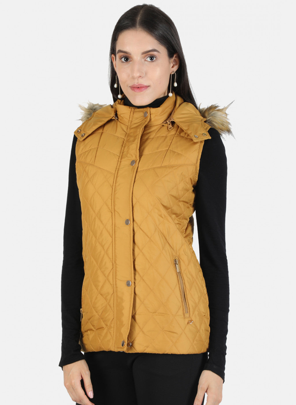 Women Mustard Solid Jacket