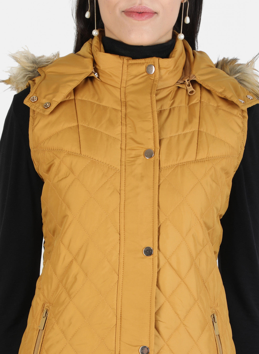 Women Mustard Solid Jacket