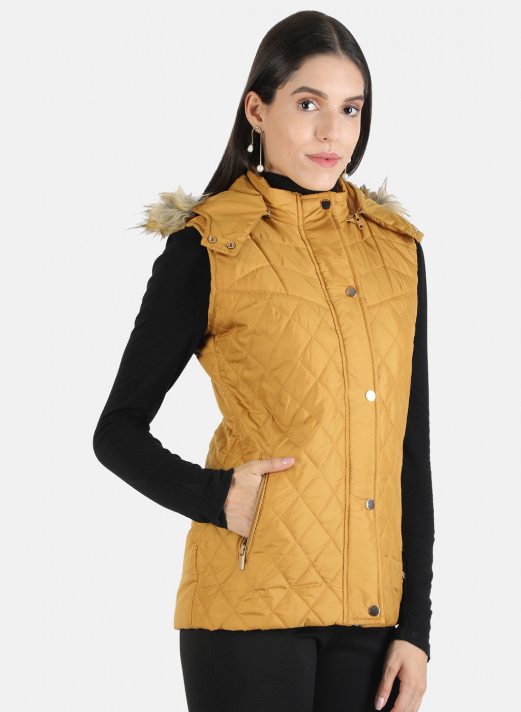 Women Mustard Solid Jacket