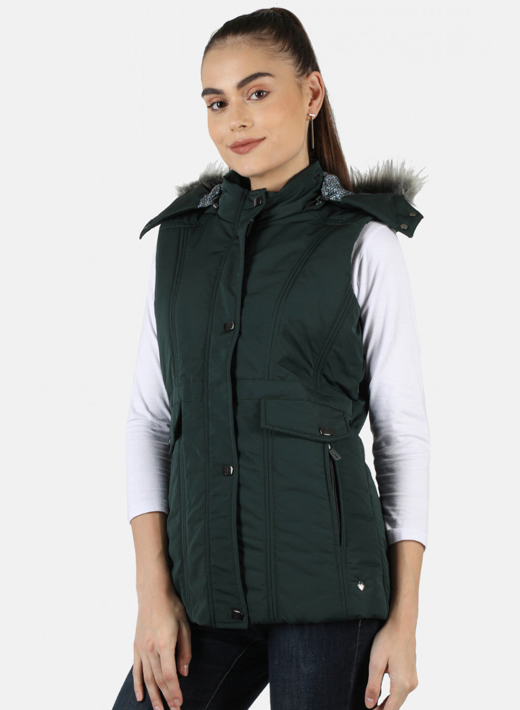 Women Green Solid Jacket