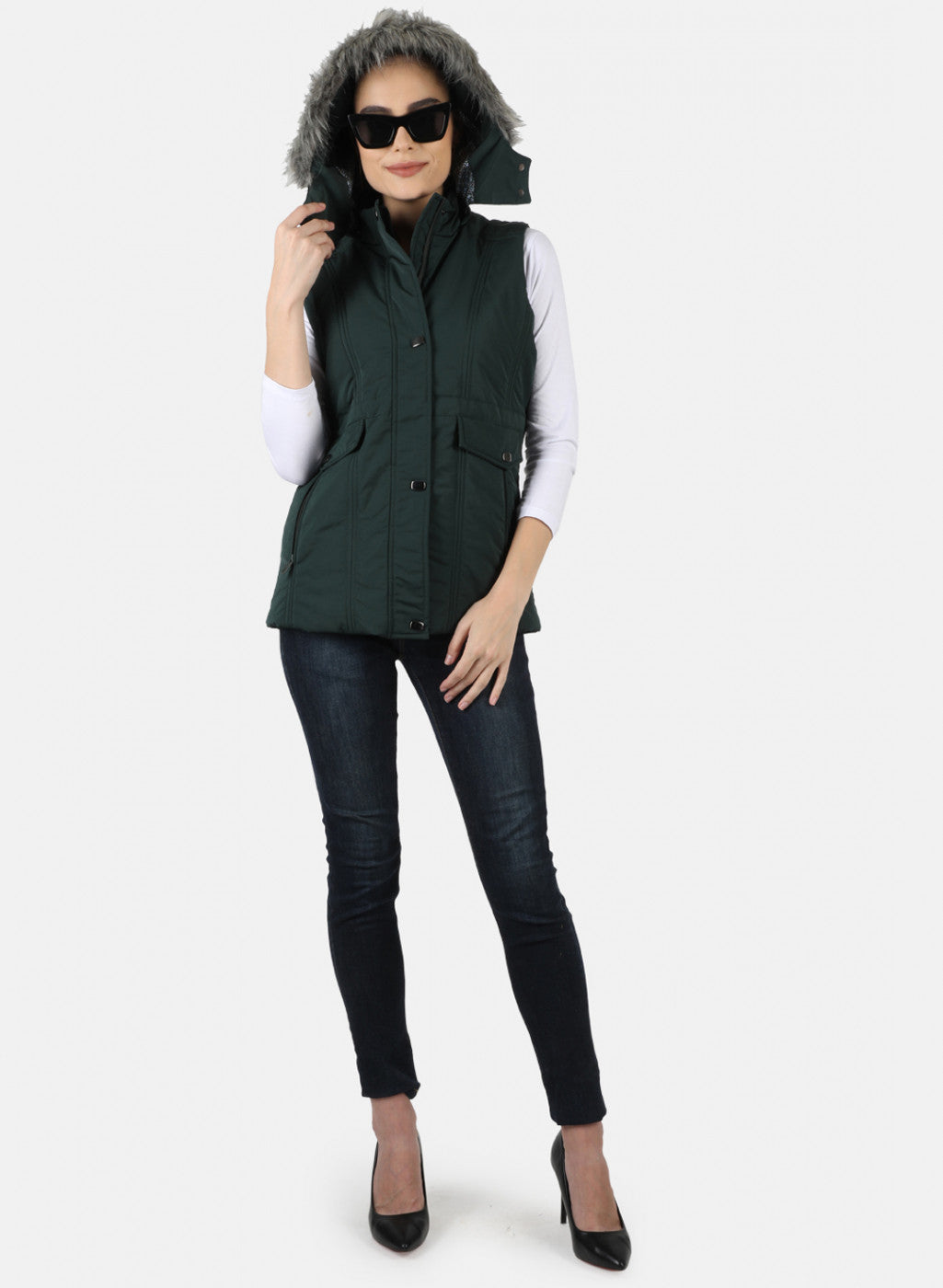 Women Green Solid Jacket