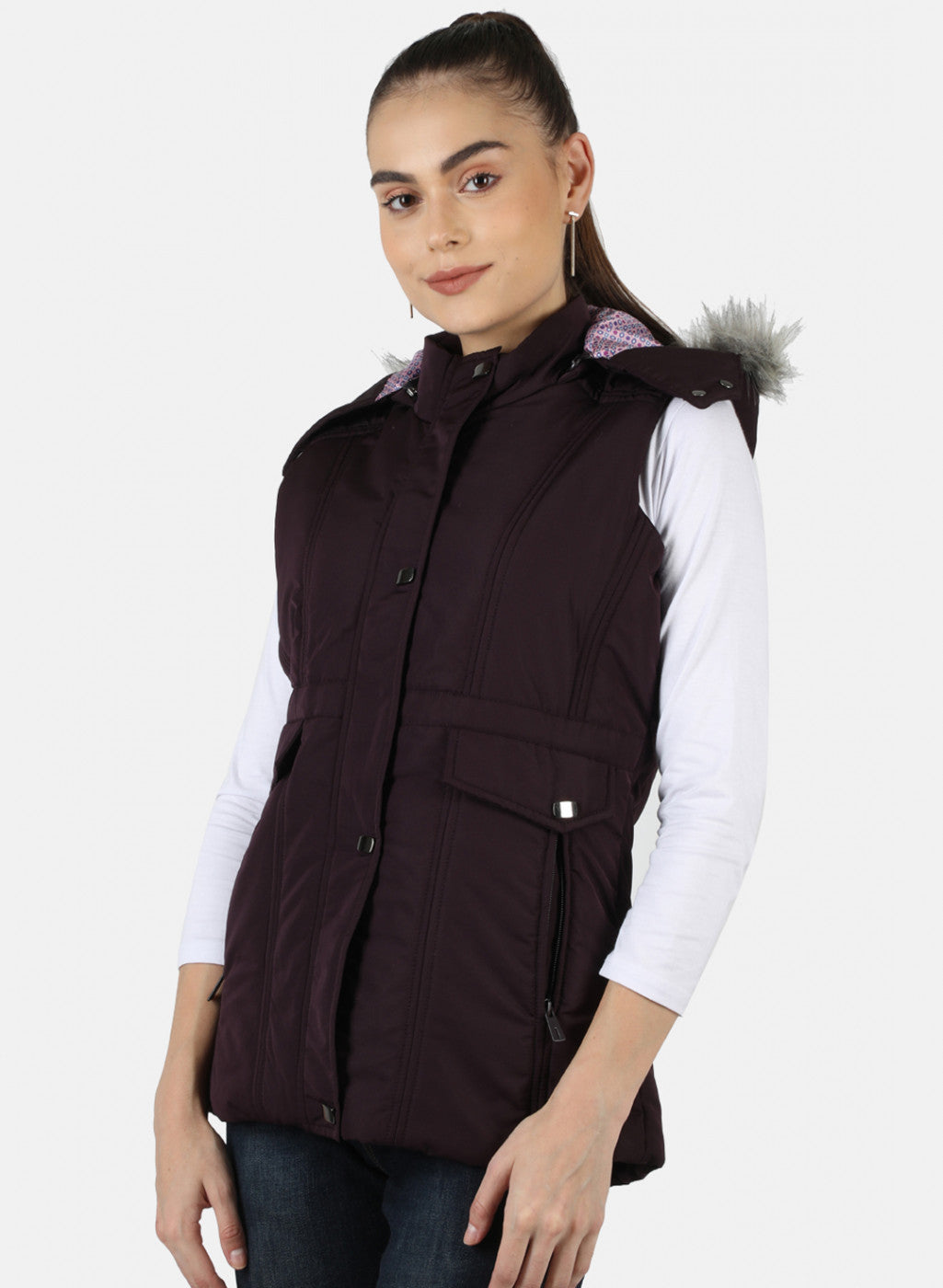 Women Purple Solid Jacket