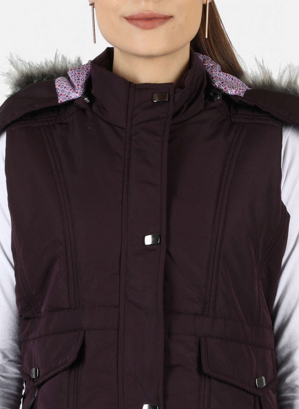 Women Purple Solid Jacket