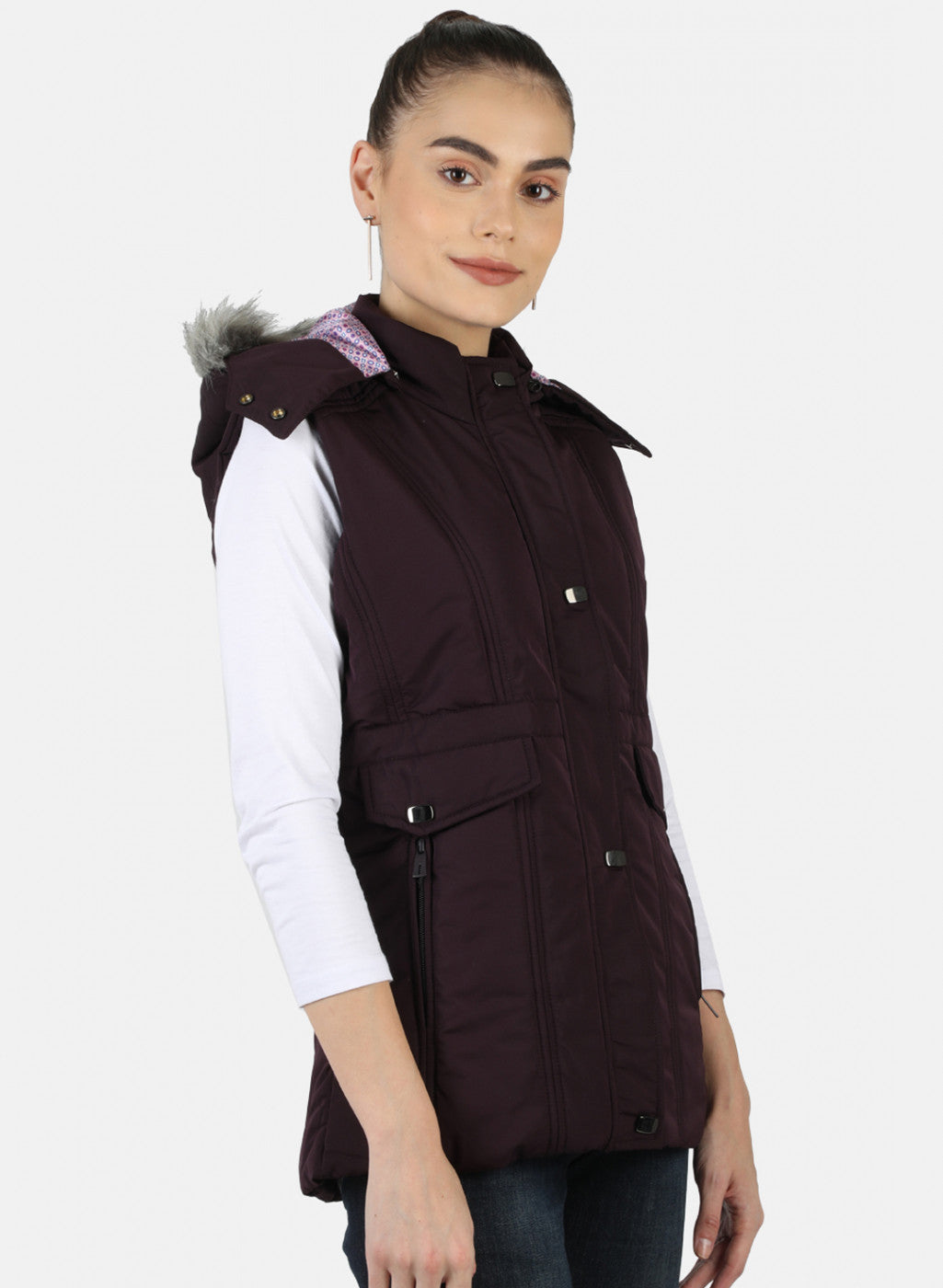 Women Purple Solid Jacket