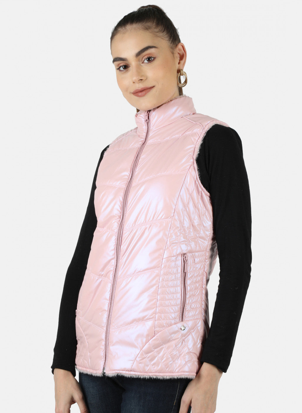 Women Pink Reversible Solid Jacket