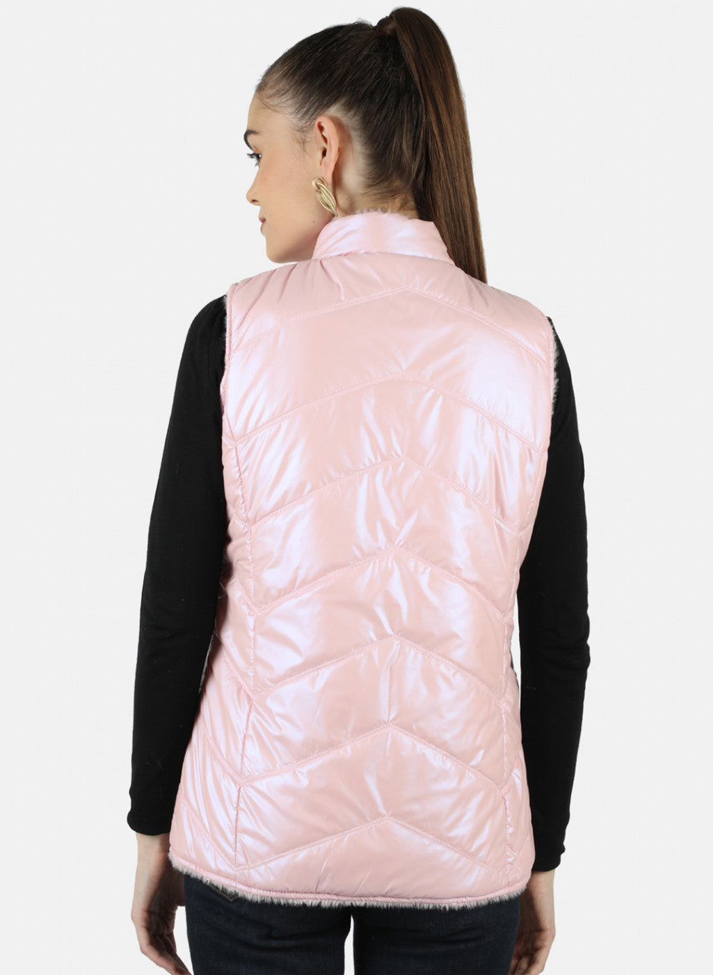 Women Pink Reversible Solid Jacket