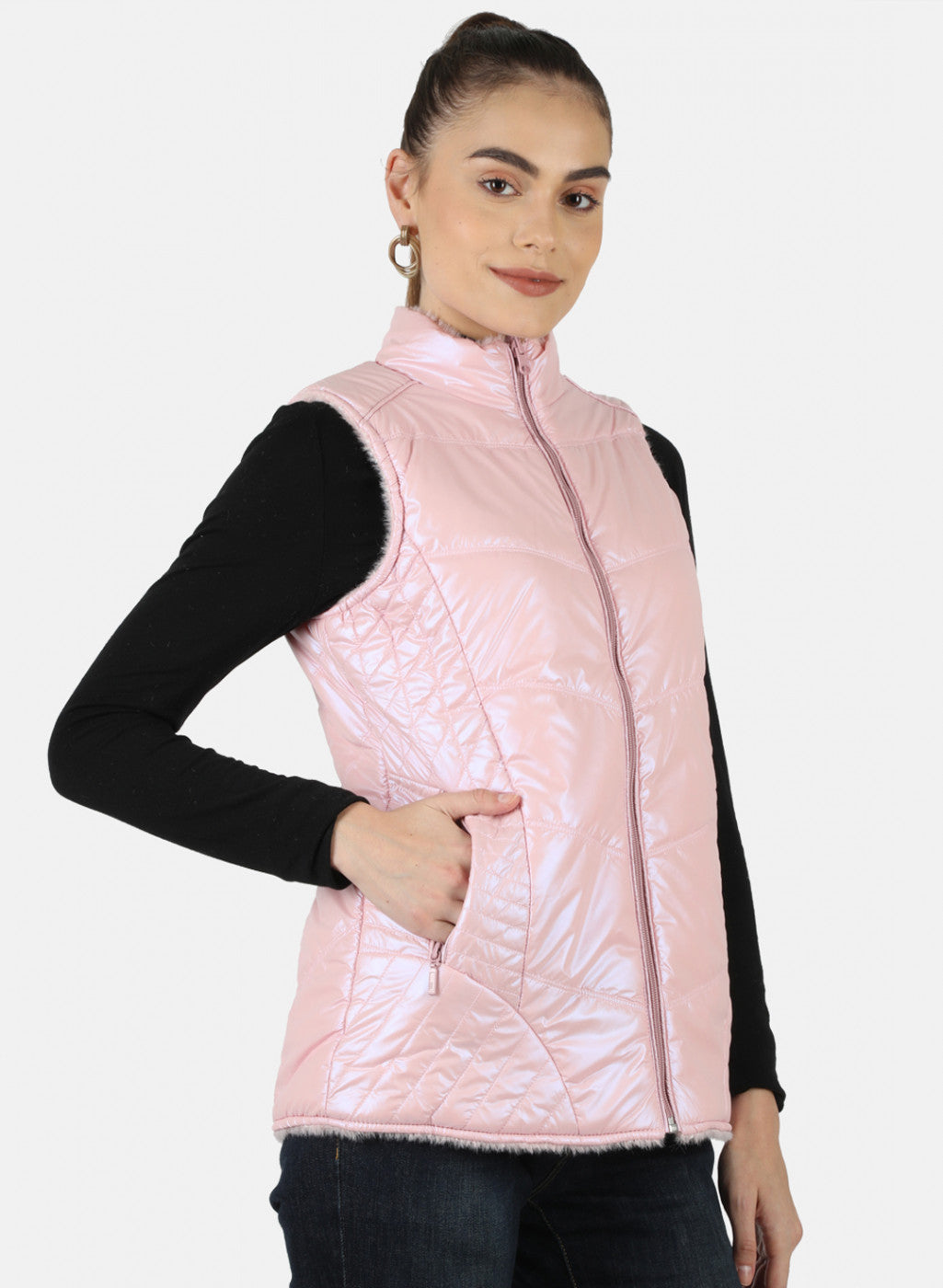 Women Pink Reversible Solid Jacket