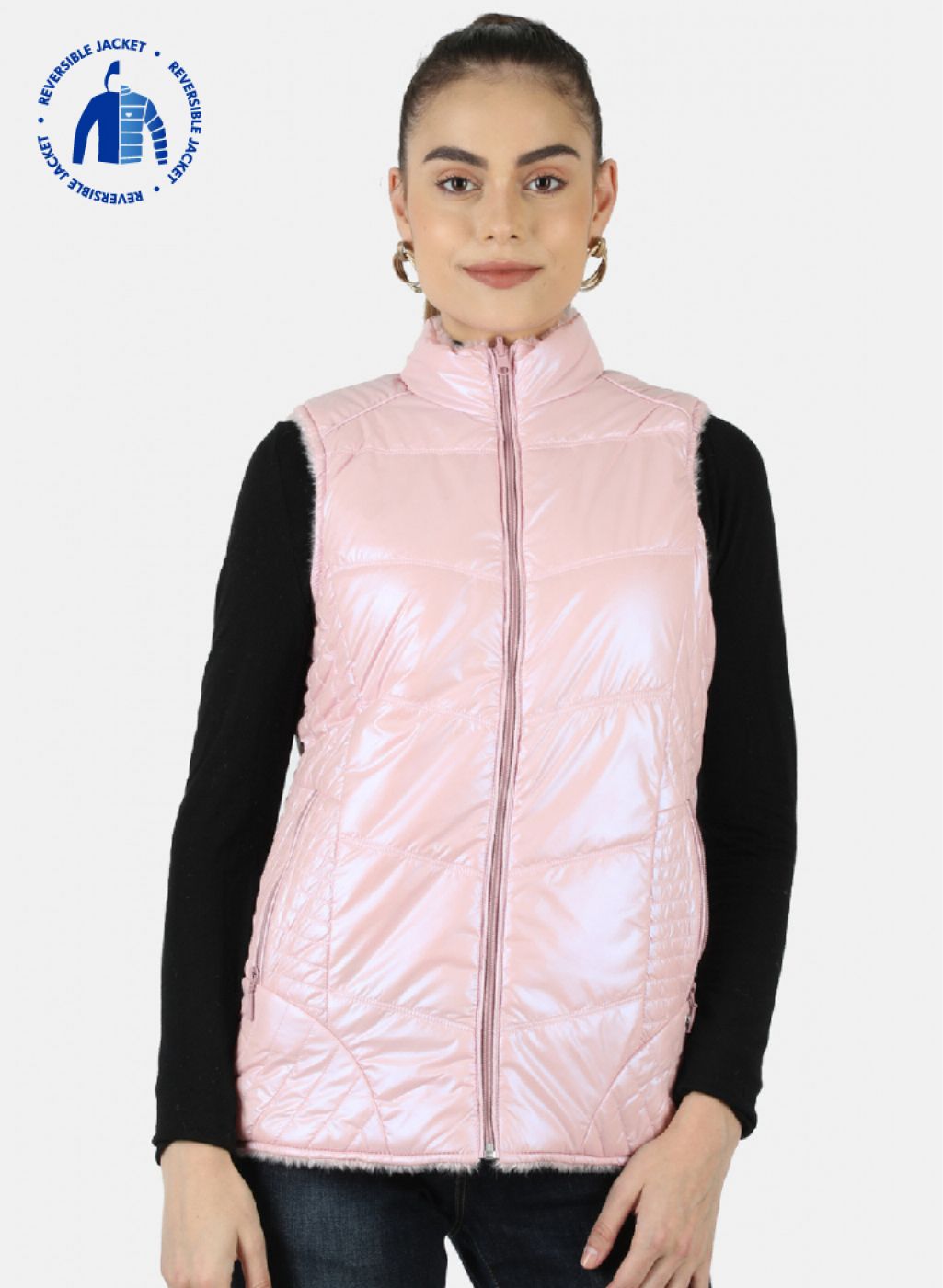 Women Pink Reversible Solid Jacket