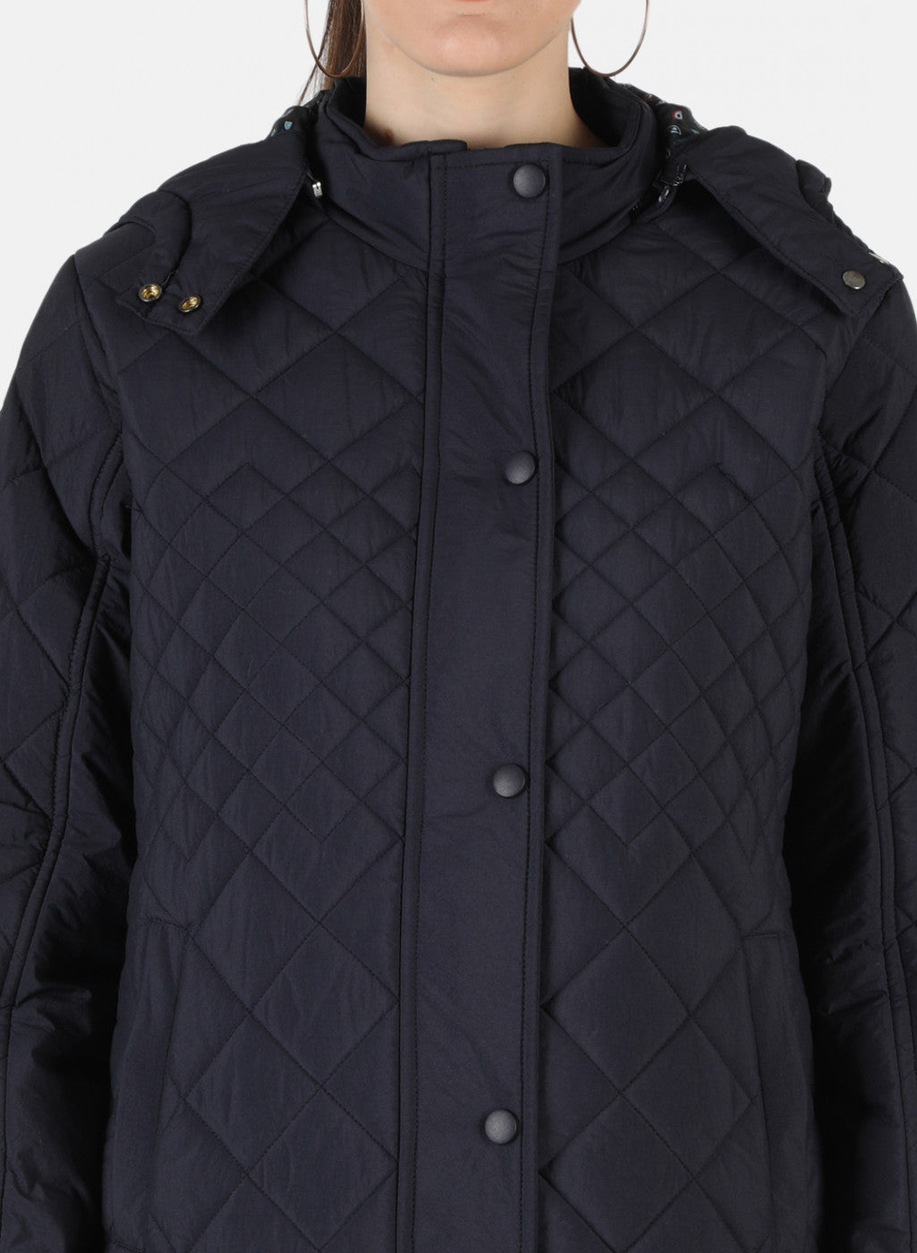 Women Navy Blue Solid Jacket