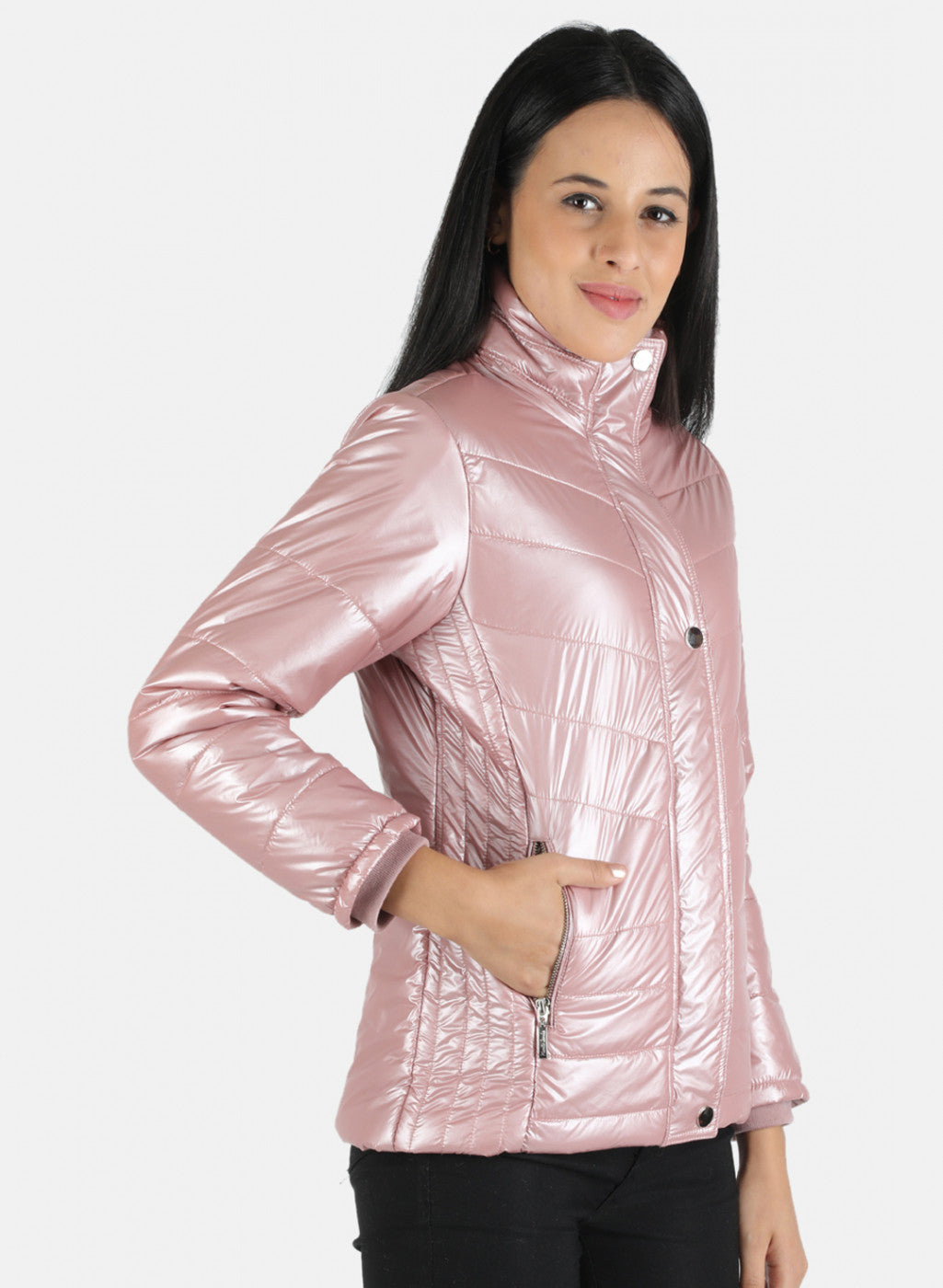 Women Pink Solid Jacket