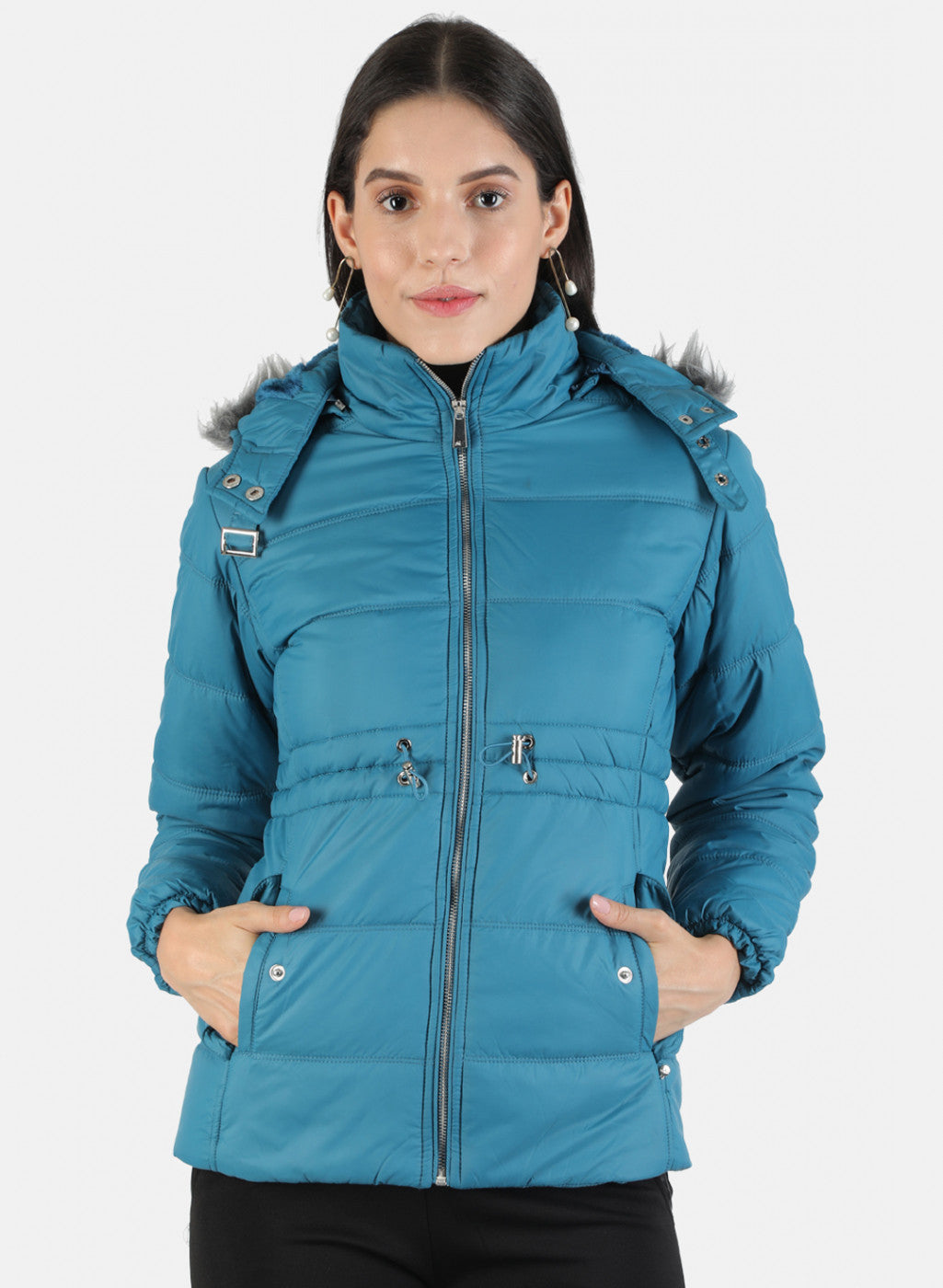 Women Blue Solid Jacket