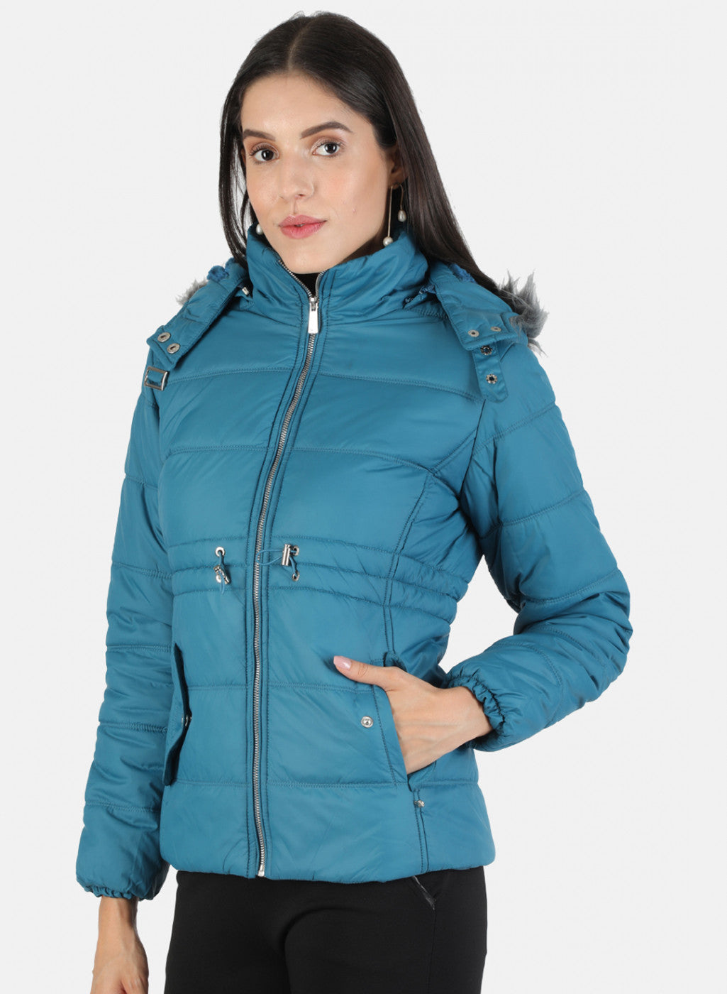 Women Blue Solid Jacket