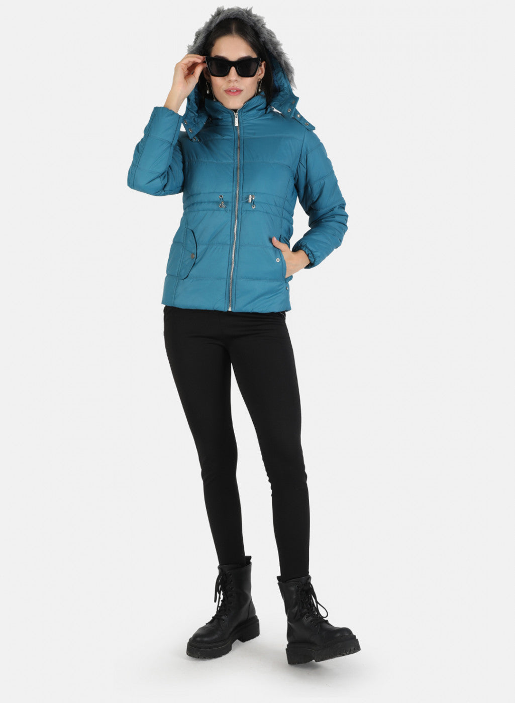 Women Blue Solid Jacket