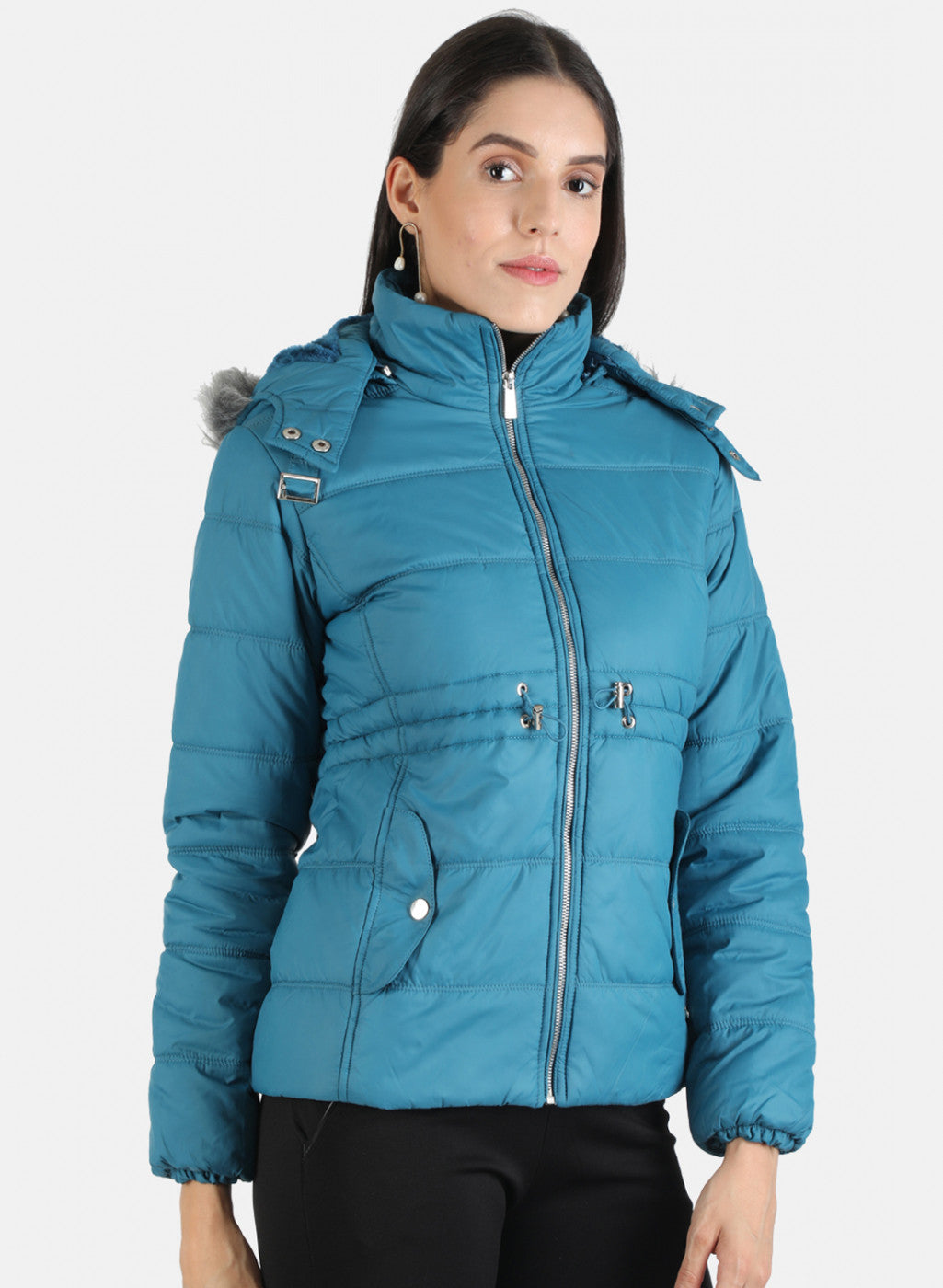 Women Blue Solid Jacket