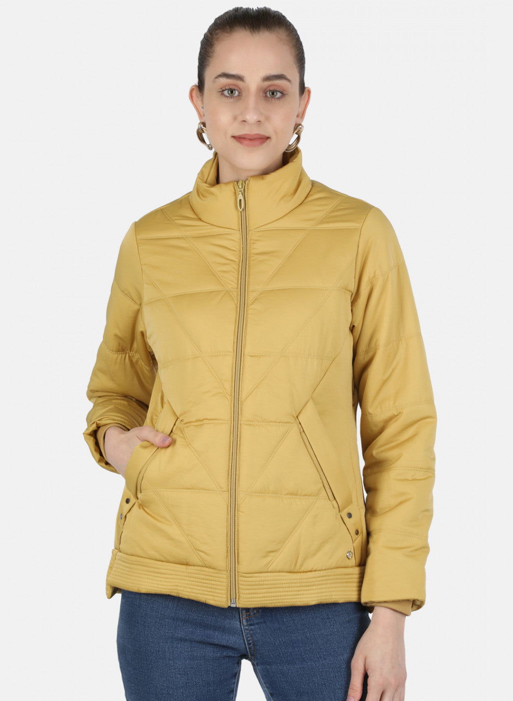 Women Yellow Solid Jacket