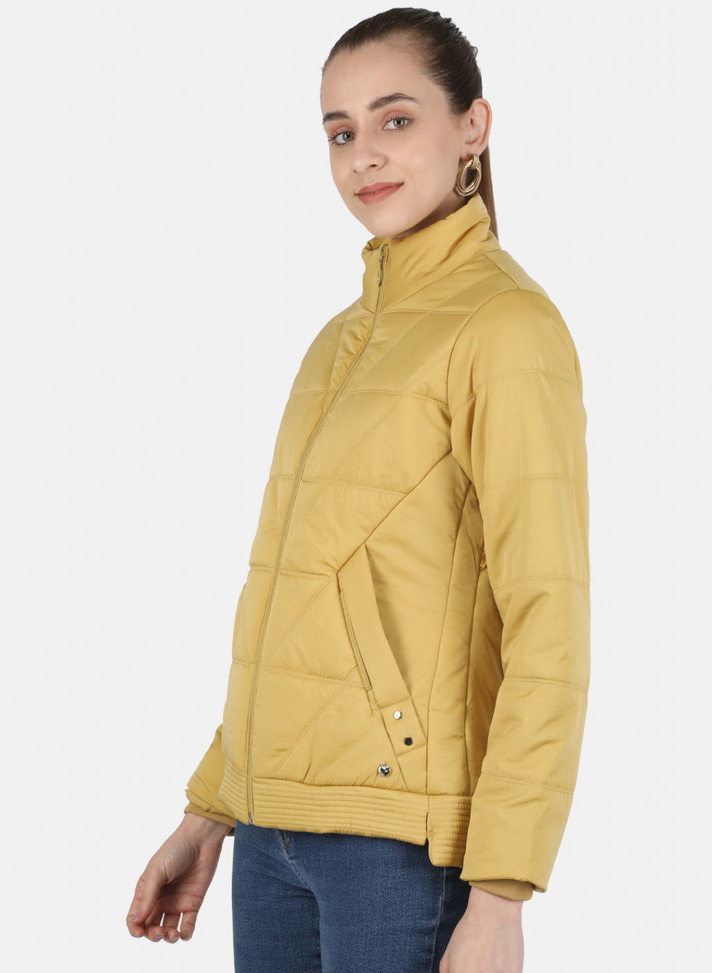 Women Yellow Solid Jacket