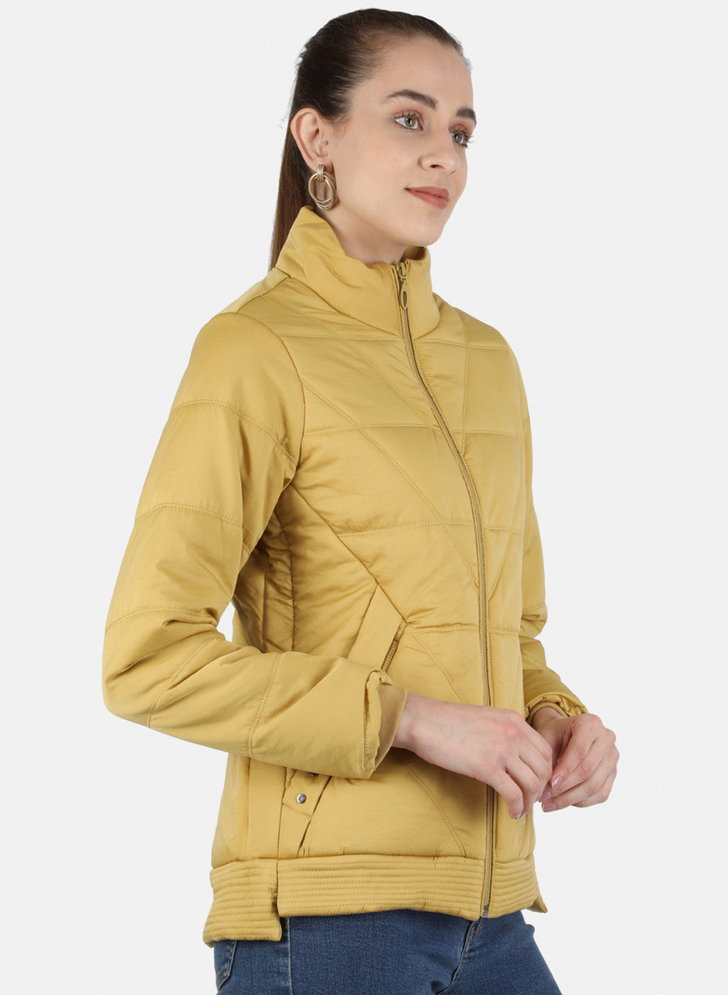 Women Yellow Solid Jacket