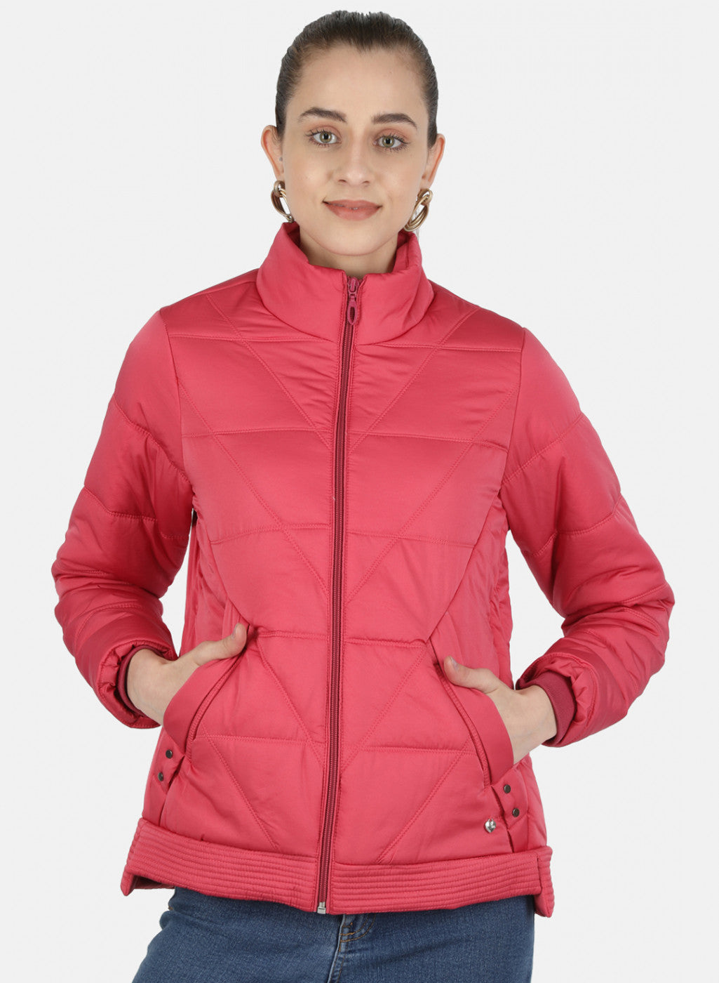 Women Pink Solid Jacket