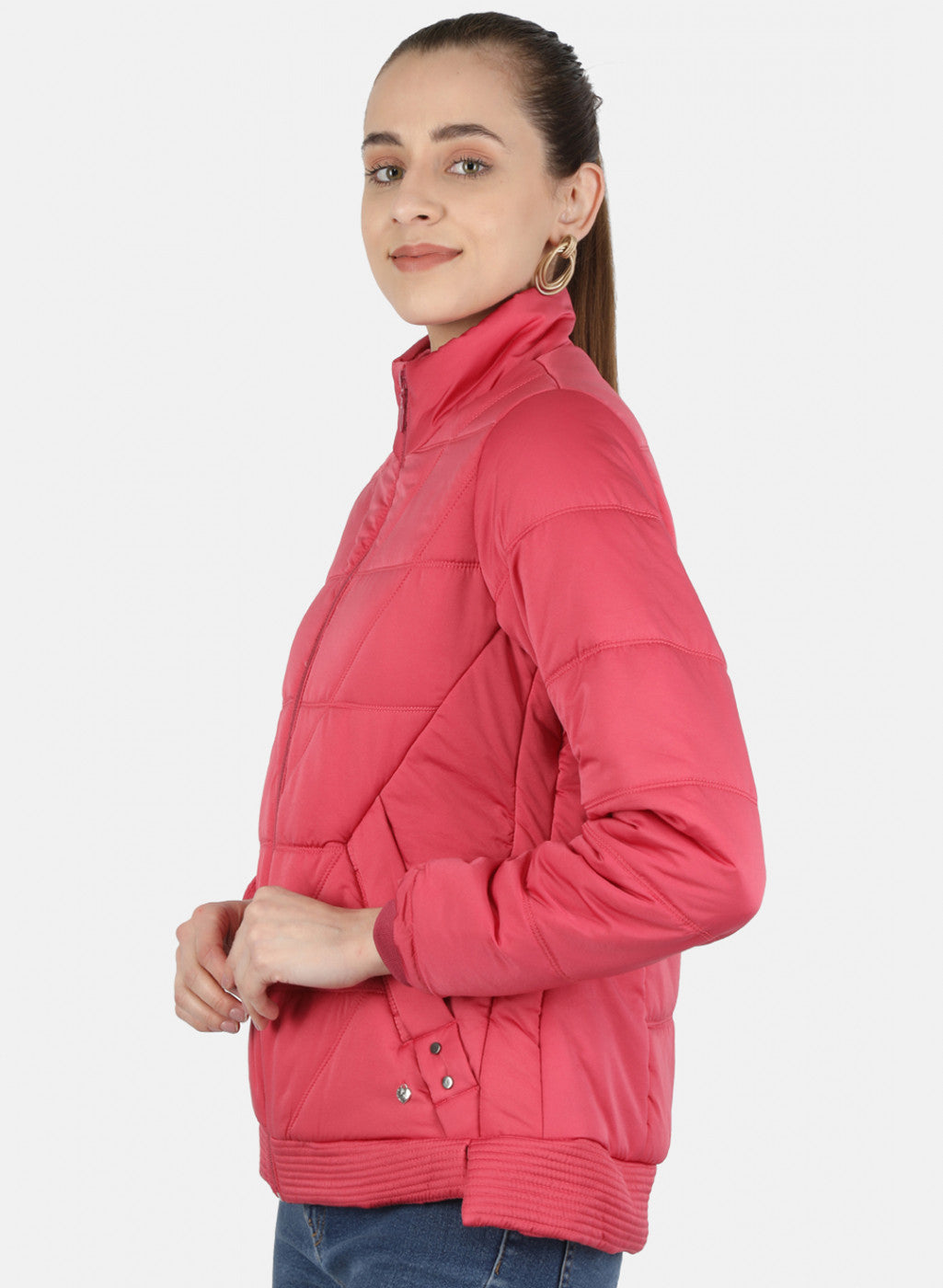 Women Pink Solid Jacket