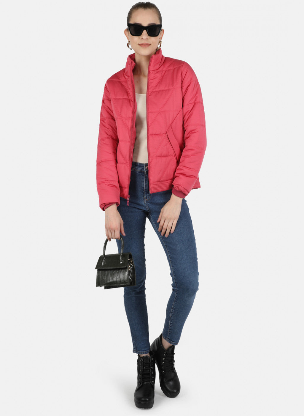 Women Pink Solid Jacket