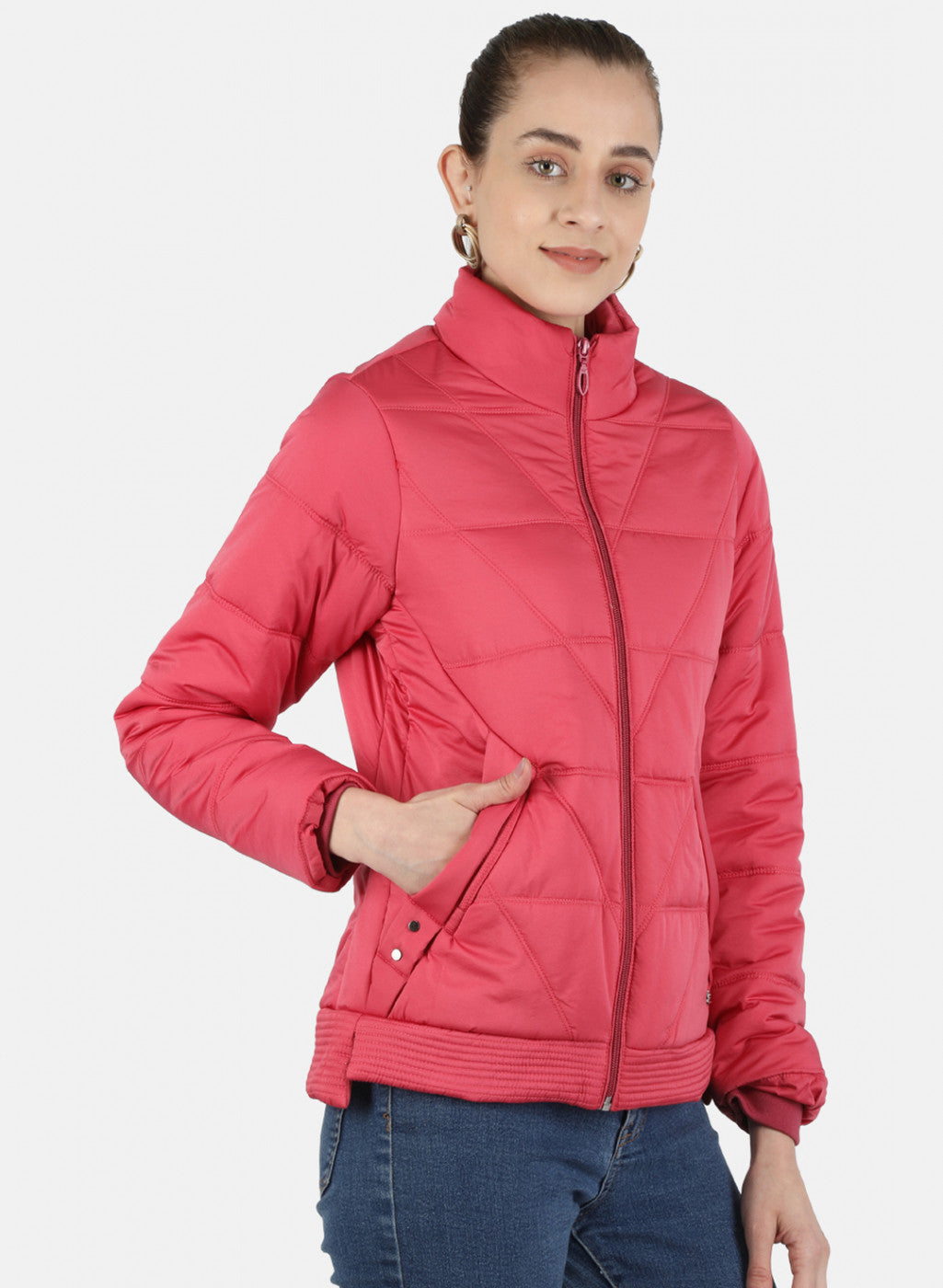 Women Pink Solid Jacket